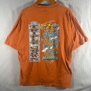 Vintage Belton Triple Crown of Surfing Hawaii Dragon T-Shirt Orange XL Single St